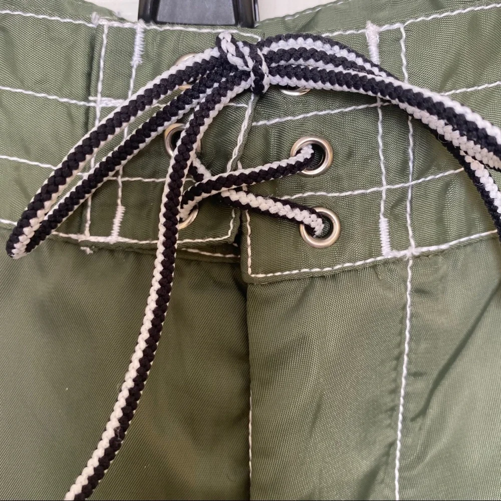 J. Crew Mens Sport Board Shorts Active Wear Swim Trunks Green Lace-up
